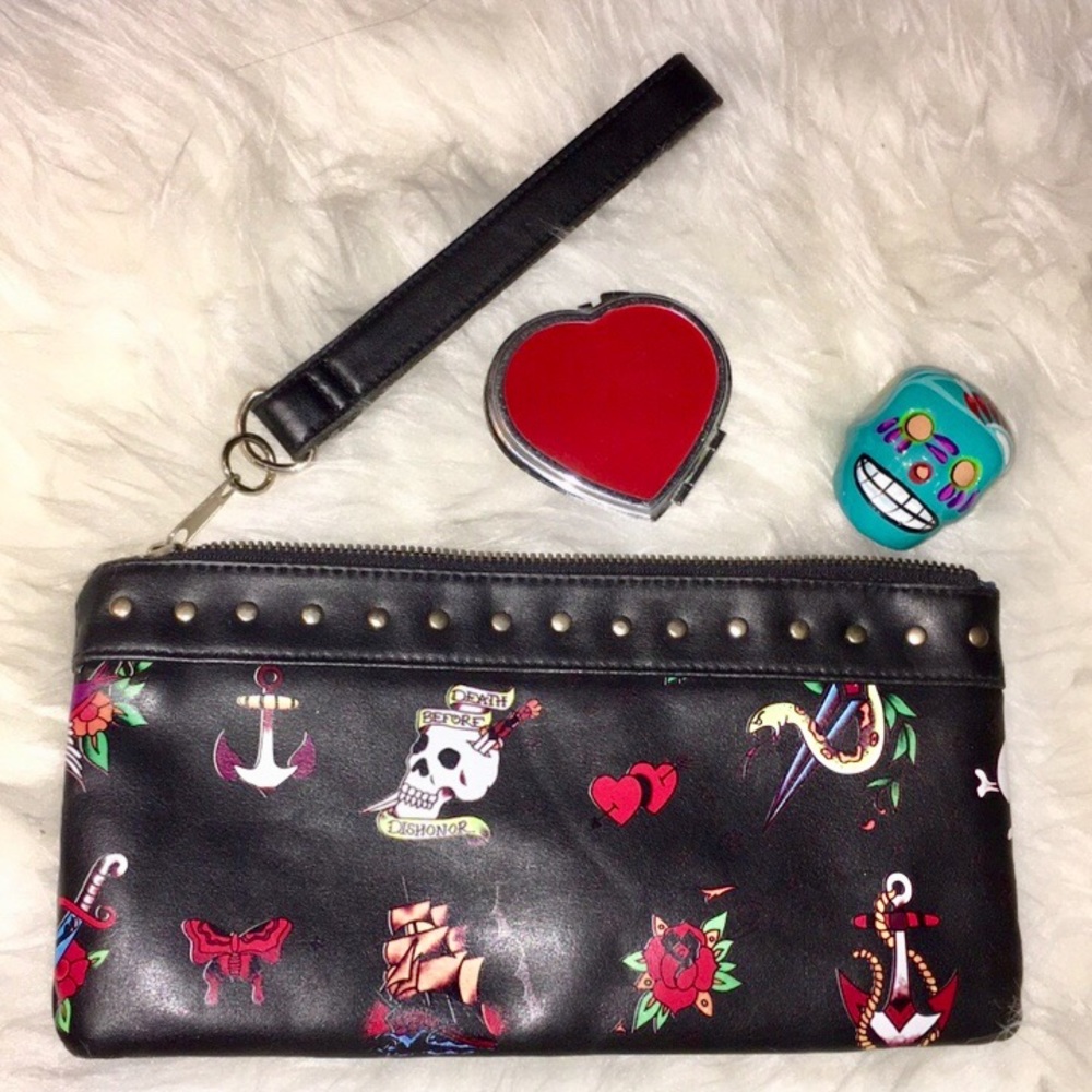 2 for 10// ROCK REBEL tattoo clutch/wristlet